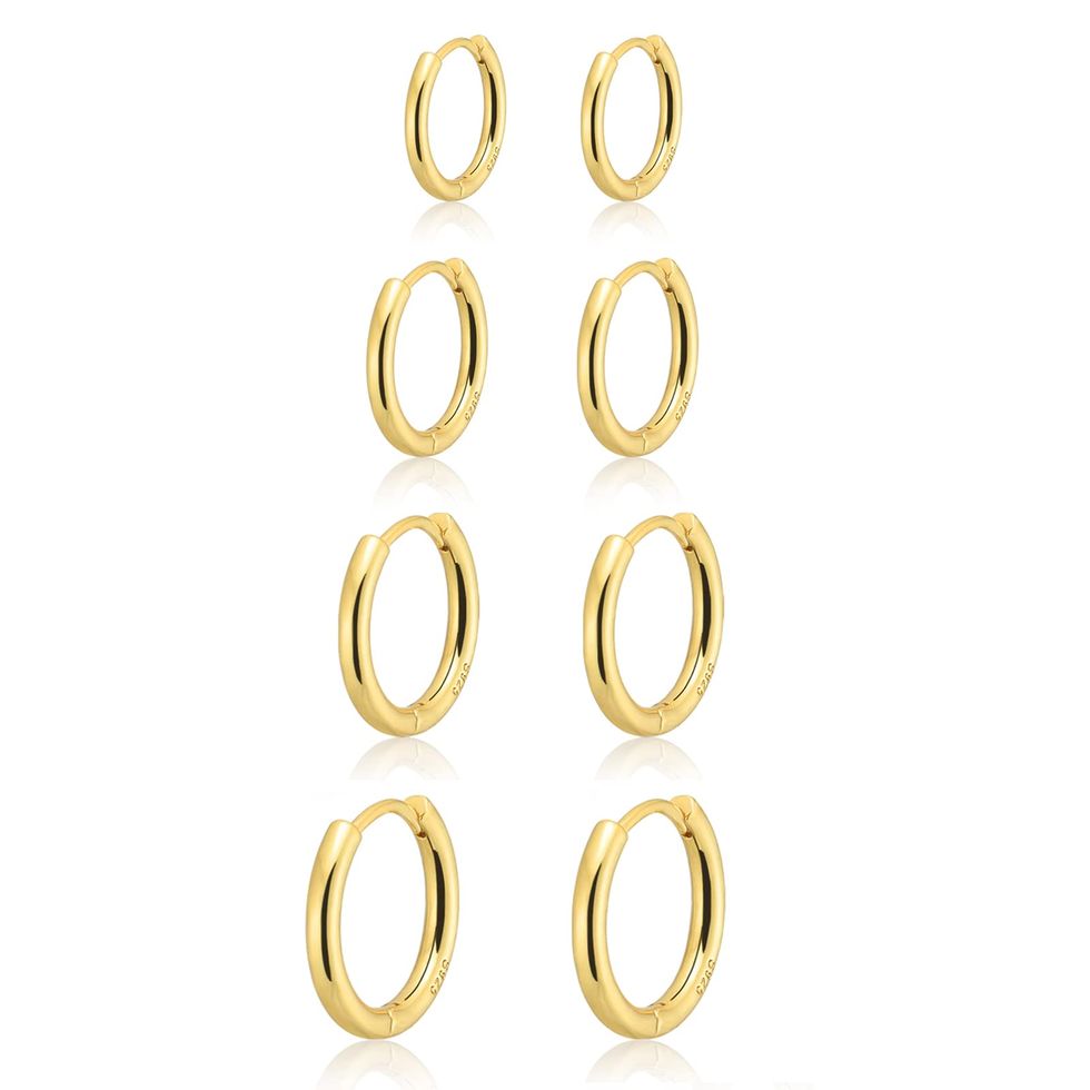 Gold Hoop Earrings Set for Women, 14k Gold Plated Hypoallergenic Lightweight