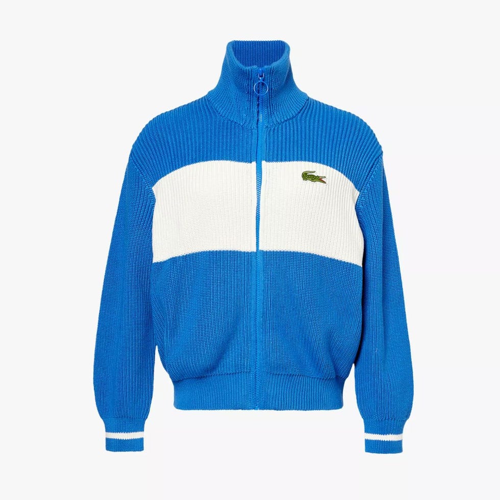 Logo-embroidered rib-knit cotton cardigan