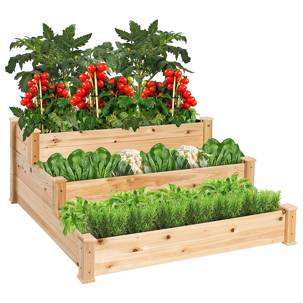 3-Tier Fir Wood Raised Garden Bed