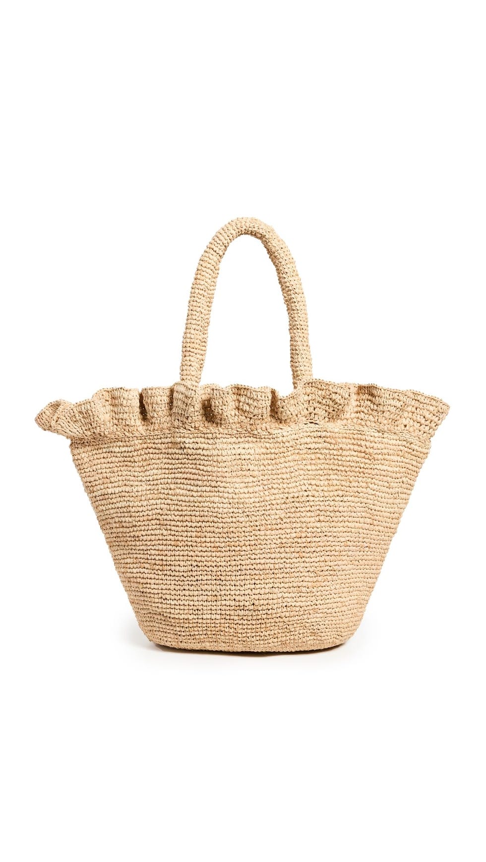 Cyrus Raffia Woven Tote with Ruffle