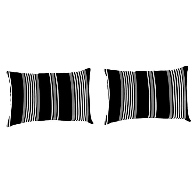 12" x 18" Reeder Black Stripe Rectangular Outdoor Lumbar Throw Pillow