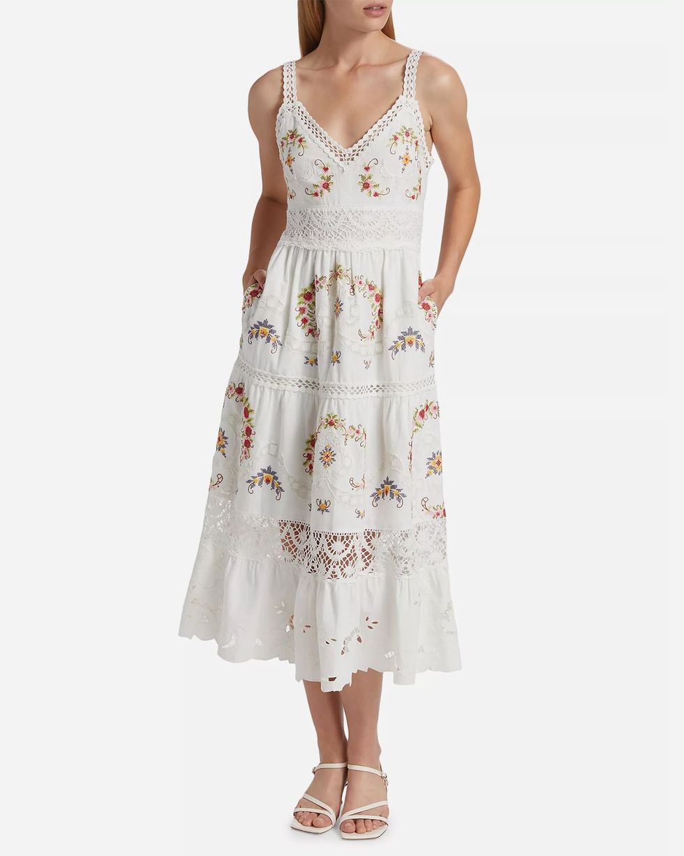 Edwina Embroidered Cotton Midi-Dress