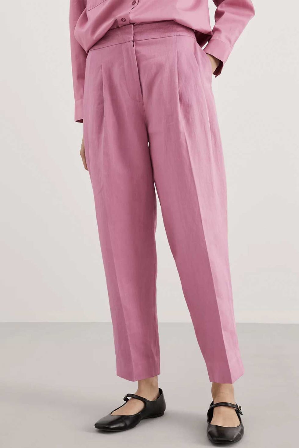 Pure Linen Tapered Ankle Grazer Trousers