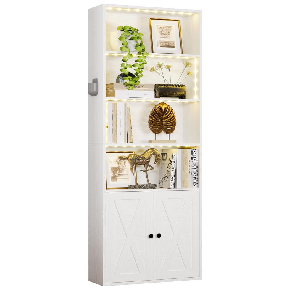 Tall Bookcase with LED Lights
