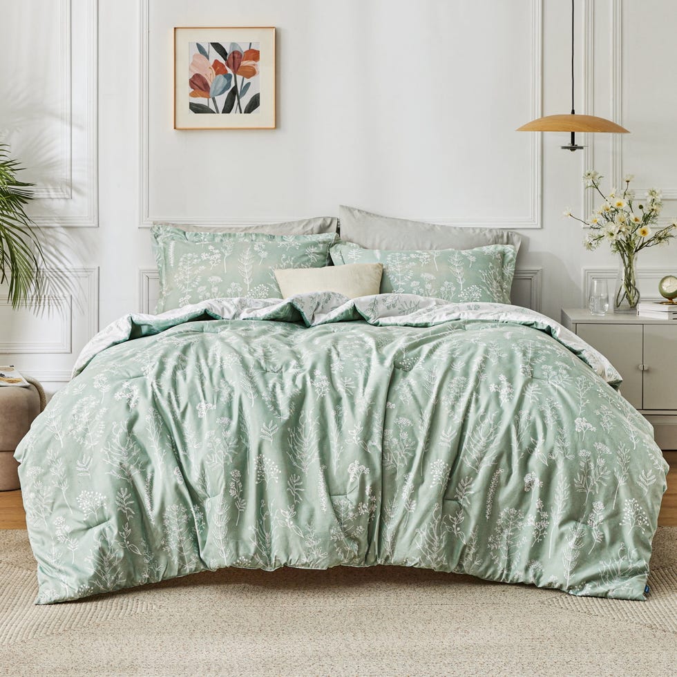Sage Green Floral Comforter Set