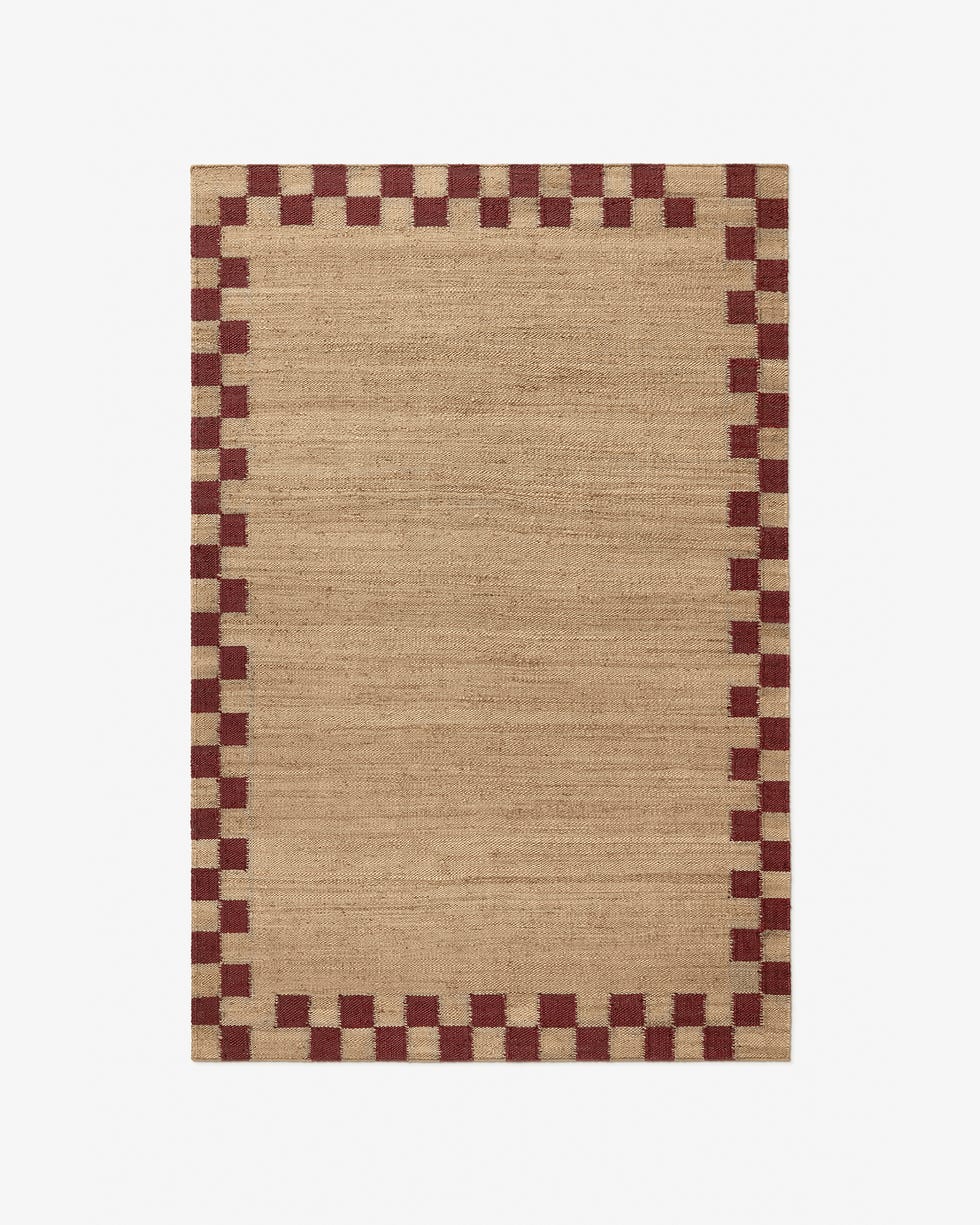 Jute border rug in Red - 240x170cm