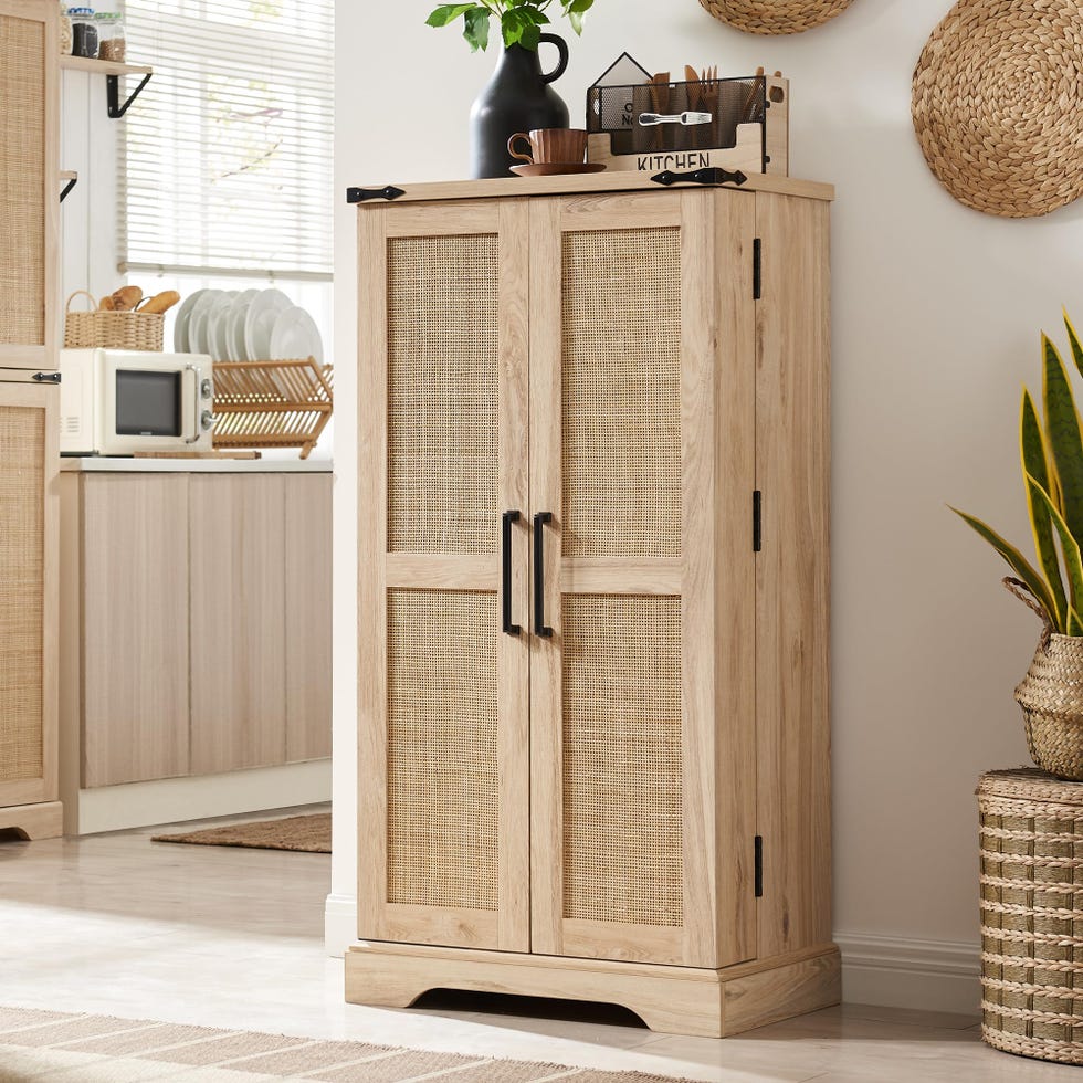 Kitchen Pantry with Rattan Doors
