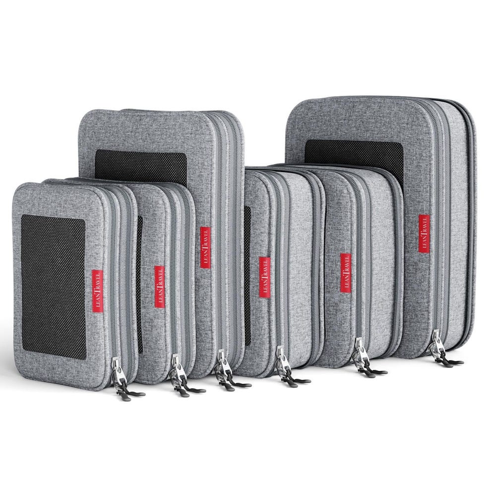 LeanTravel Compression Packing Cubes Luggage Organizers (6) Set Grey