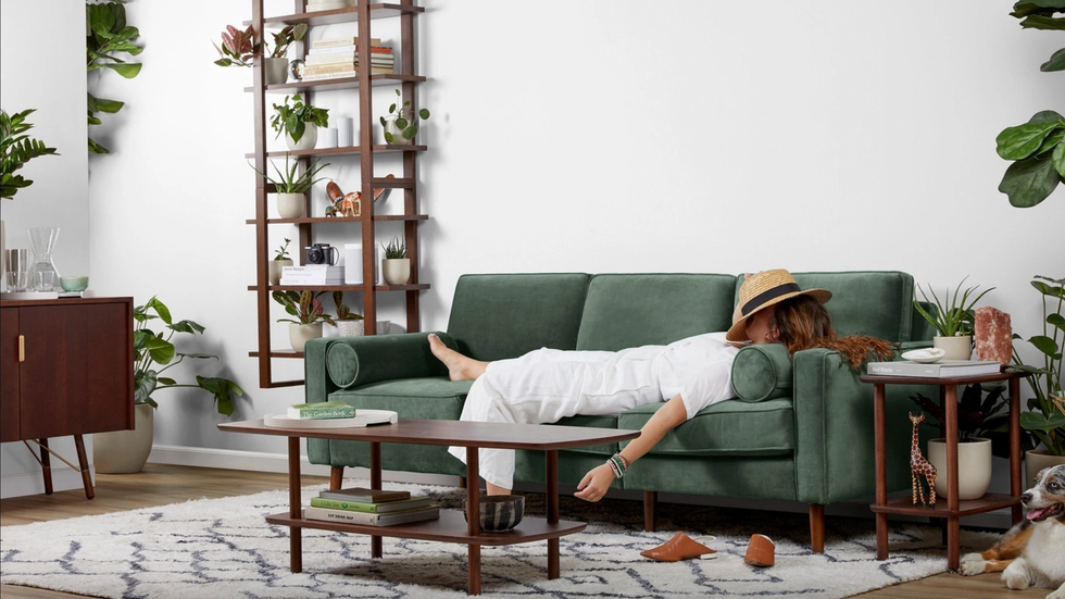 Comfortable green couch discount