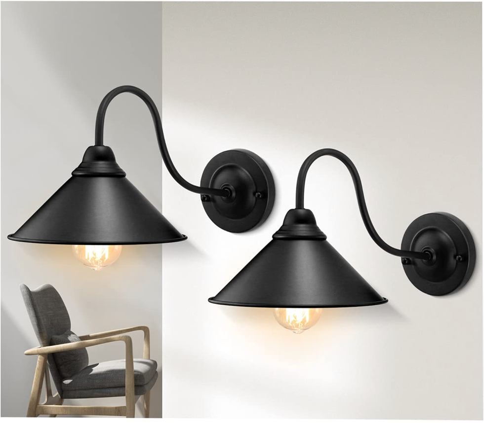 Black Wall Sconces, Set of 2 