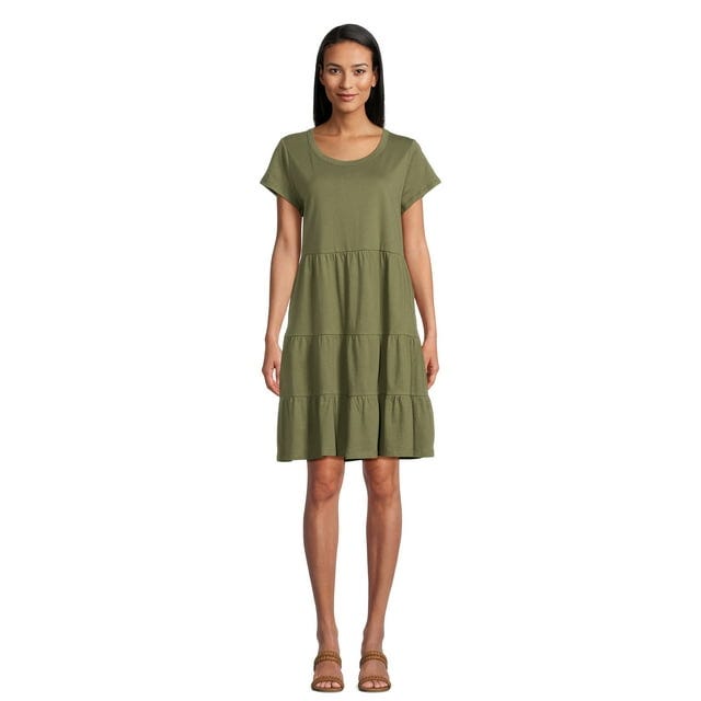 Women's Cotton Knit Tiered Dress