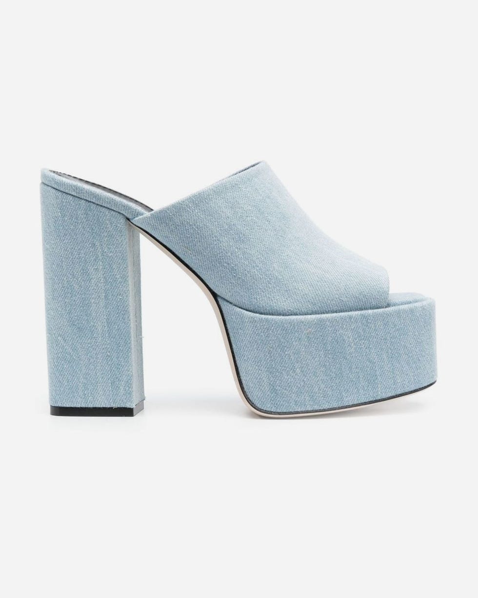 Sasha Denim Platform Mules