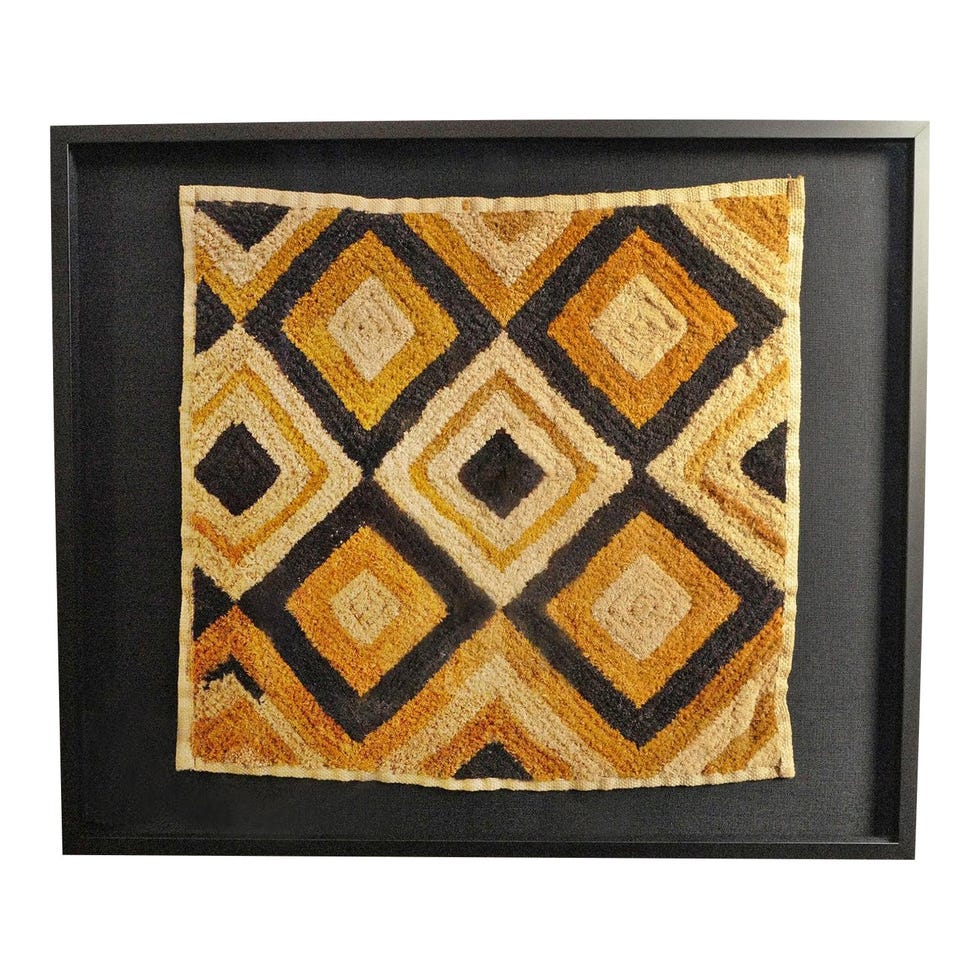 African Shoowa Grass Textile Framed