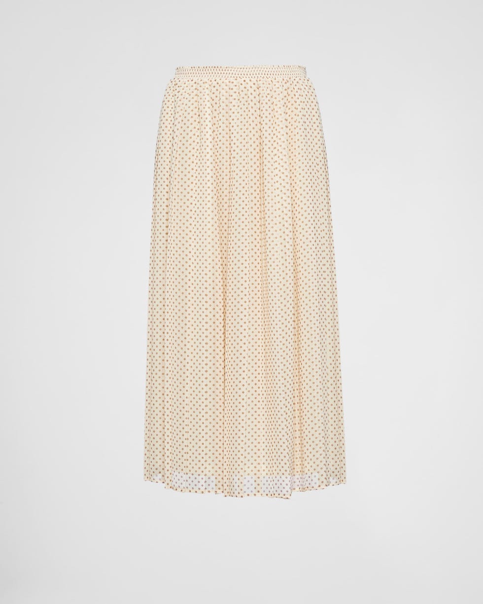 Polka-Dot Georgette Midi Skirt