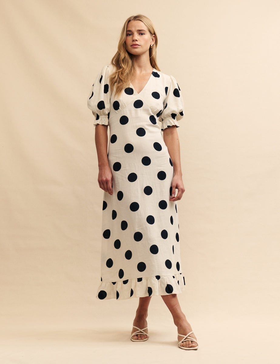 Fearne Cotton White Polka Dot Delilah Midi Dress, £45