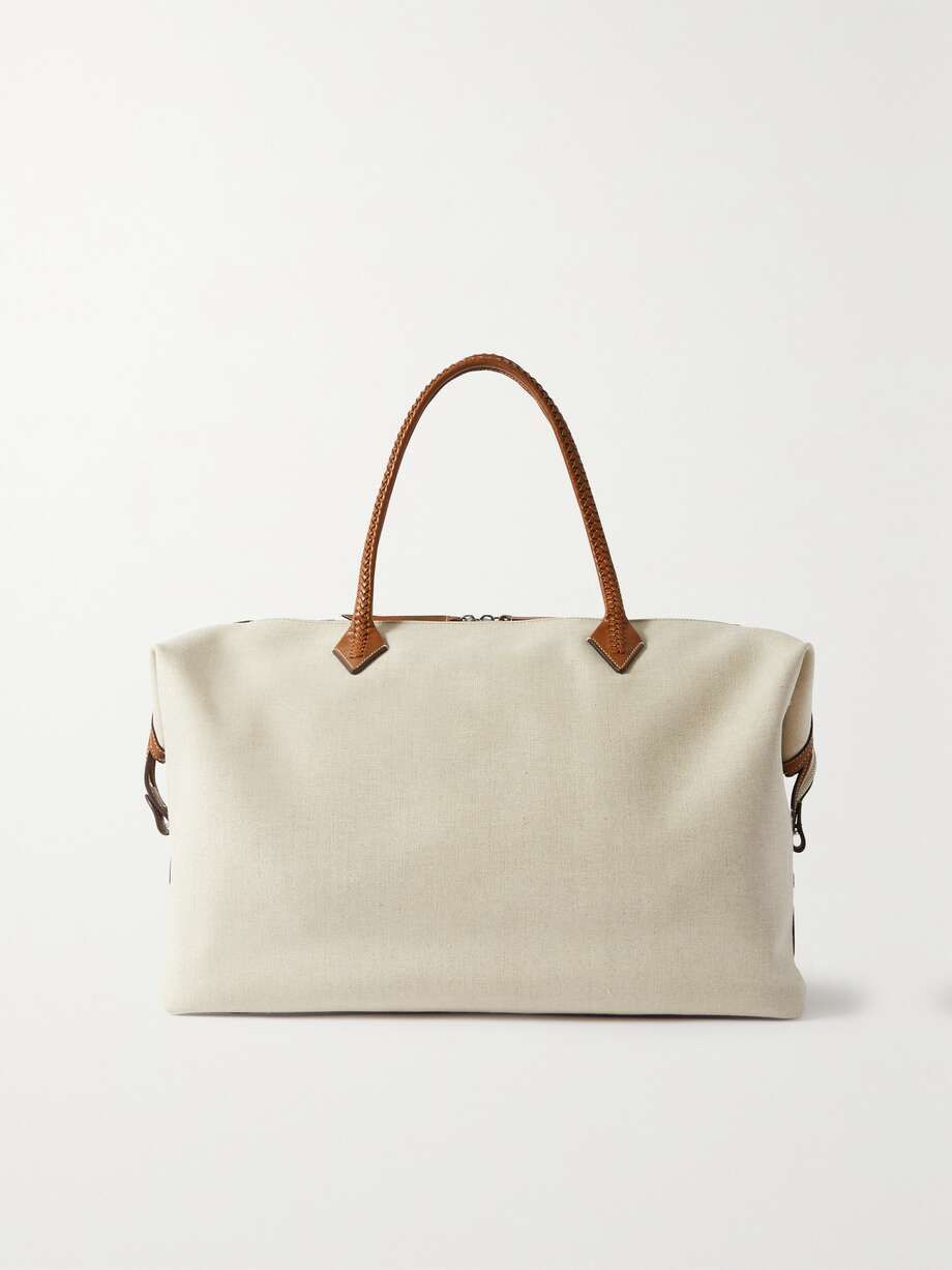 Perriand Weekend Leather-Trimmed Linen-Canvas Tote