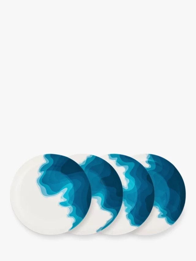 Coves of Cornwall Melamine Dinner Plates, Set of 4
