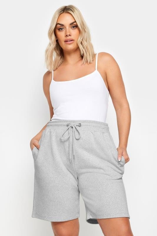 Curve Light Grey Elasticated Jogger Shorts