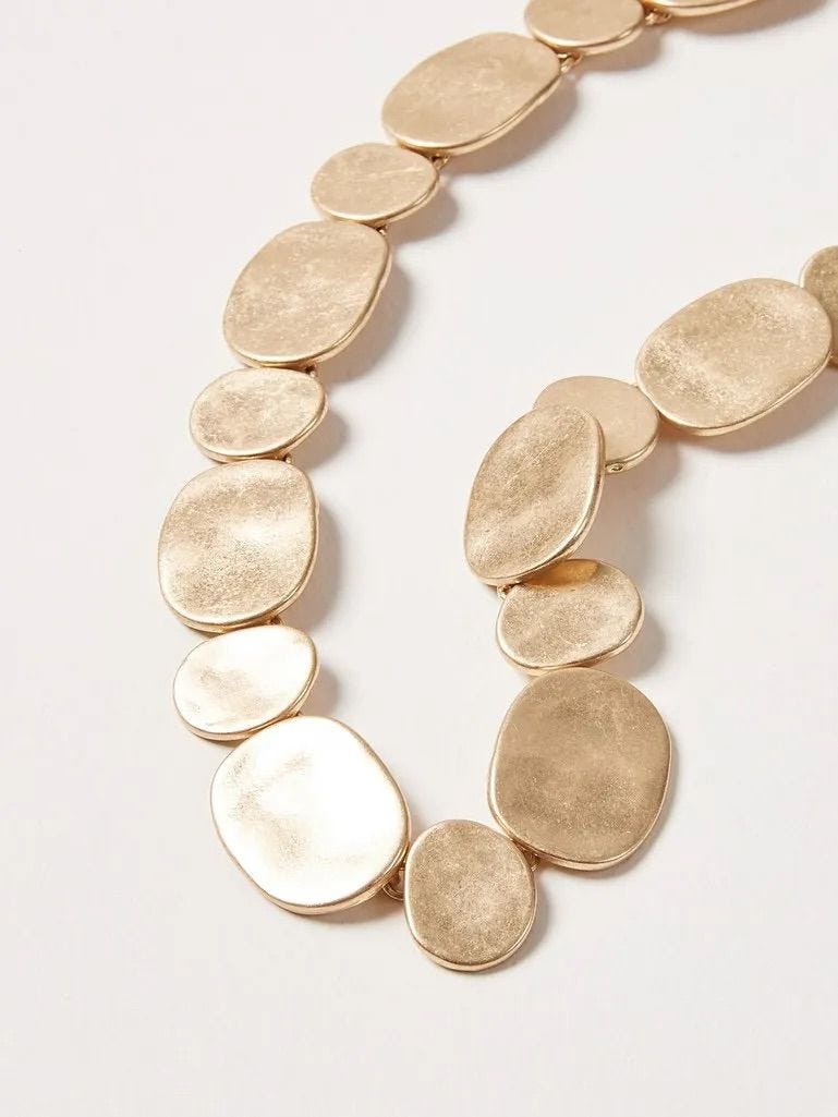 Lud Pebble Link Metallic Collar Necklace