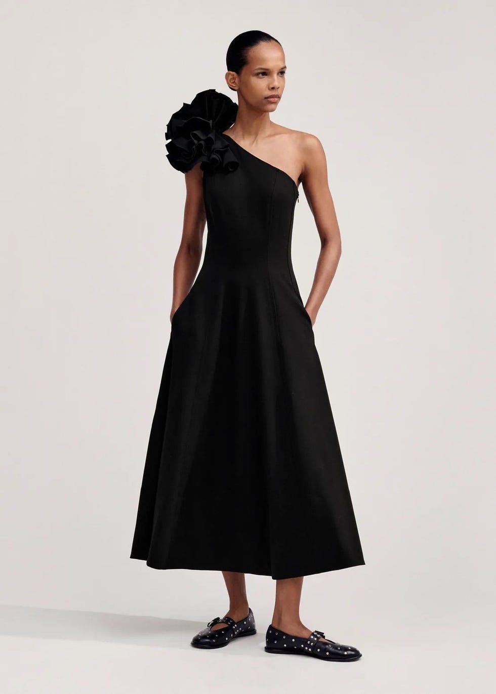 One Shoulder Midi Dress + Corsage