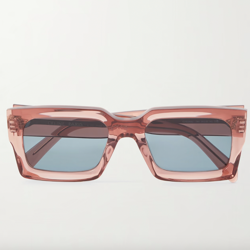 Rectangular-Frame Acetate Sunglasses