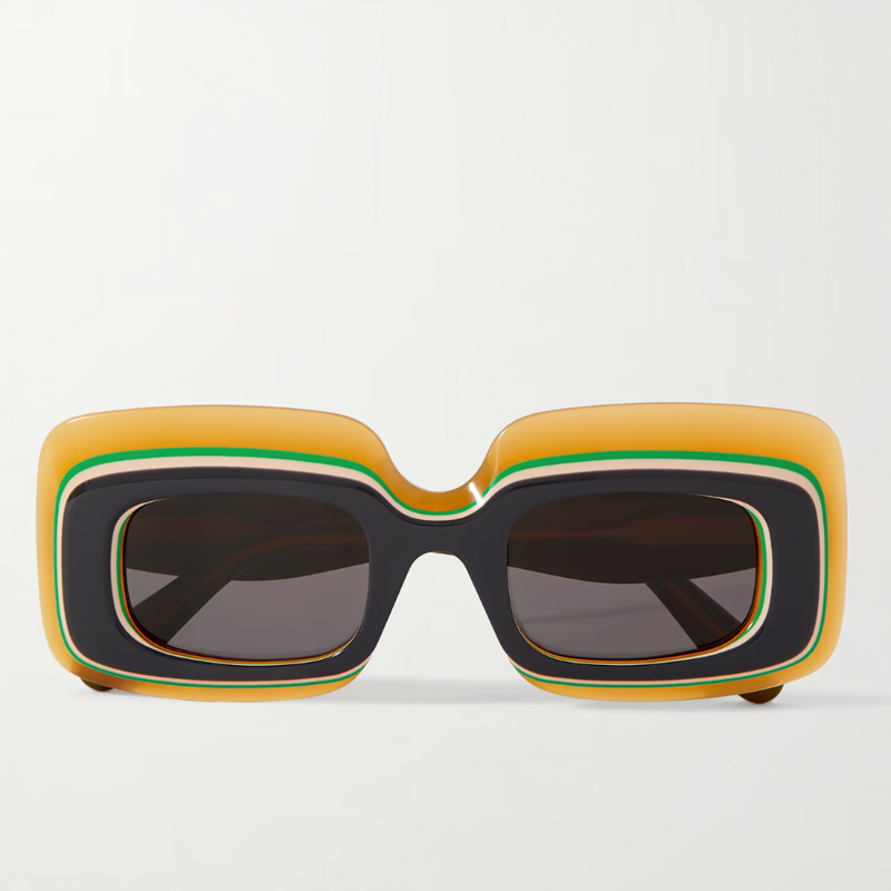 Rectangle-Frame Acetate Sunglasses