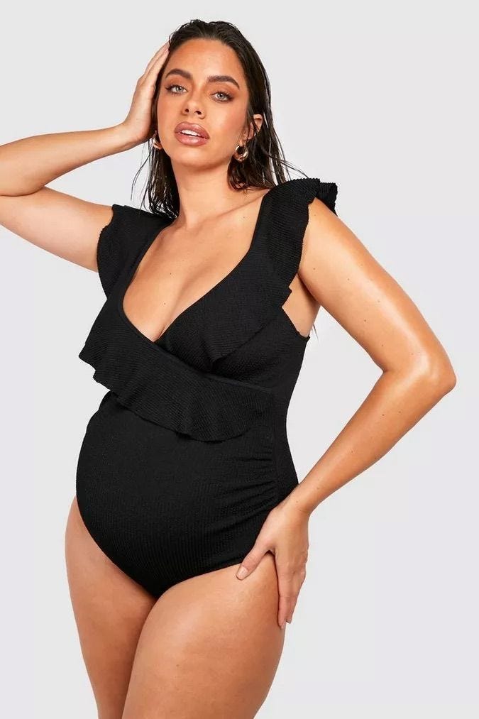 Maternity Crinkle Frill Swimsuit