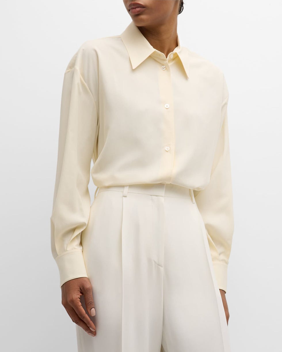 Andra Silk Button-Front Shirt