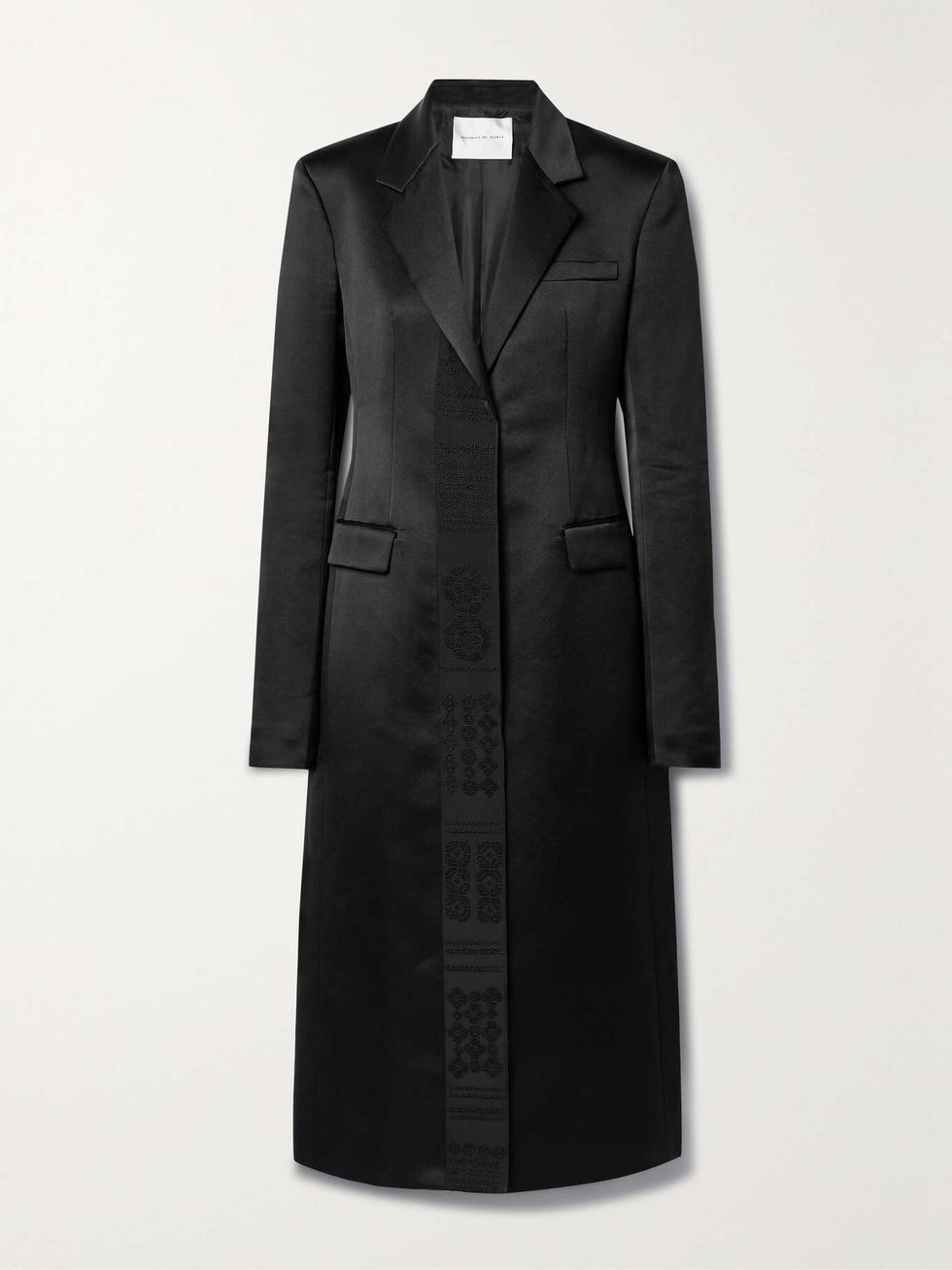 Freya Embroidered Grosgrain-Trimmed Silk-Satin Coat