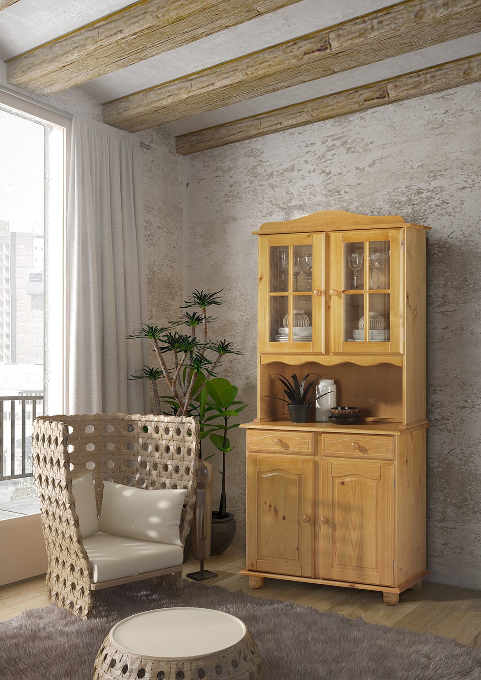 Alacena en madera maciza sin barnizar 