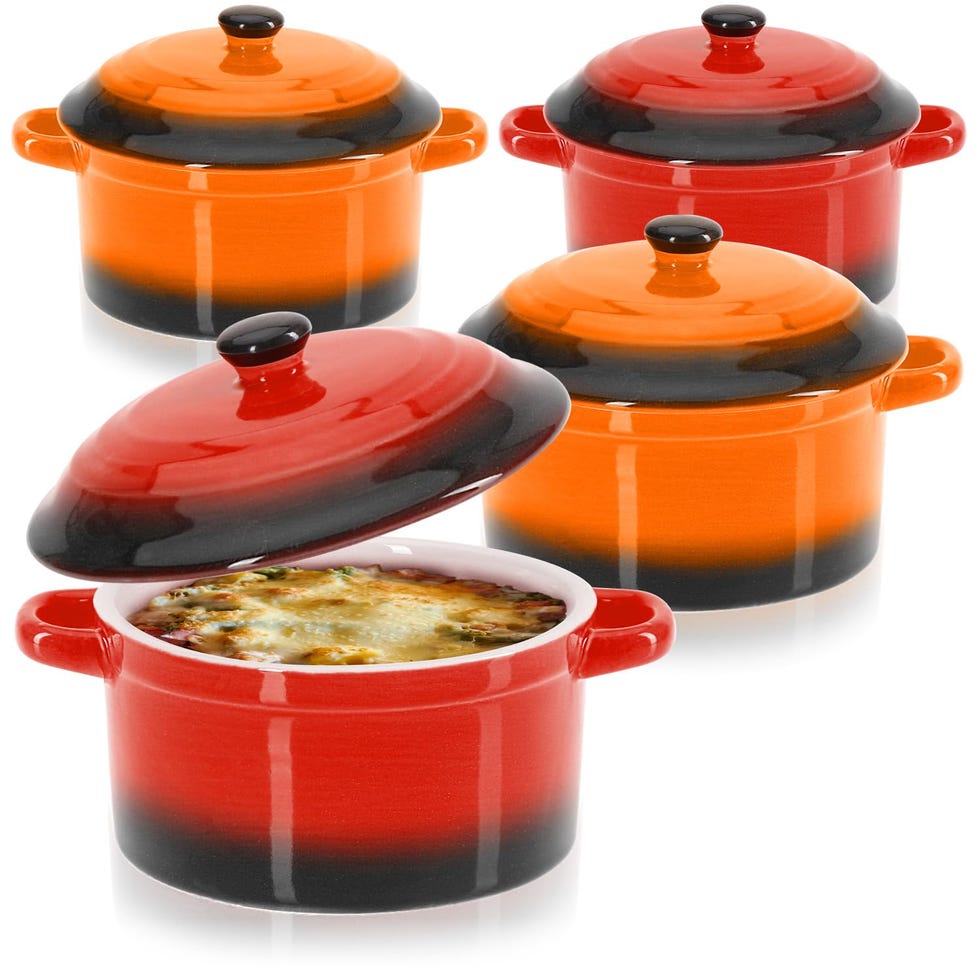 4 cazuelas cerámicas con tapa