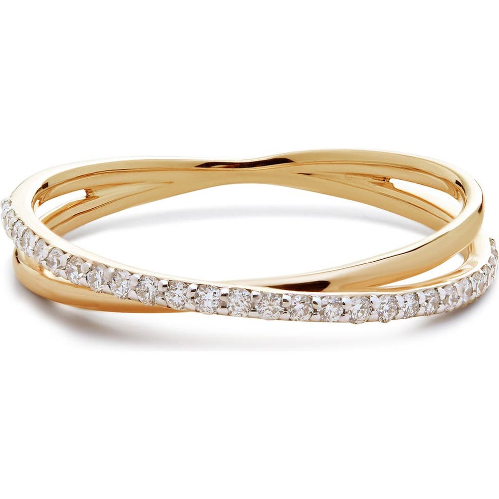 14K Gold Diamond Crossover Ring