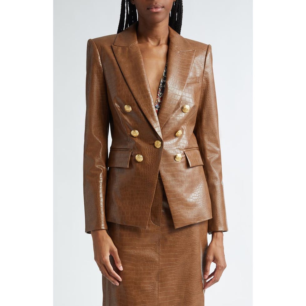 Lawrence Croc Embossed Faux Leather Dickey Jacket
