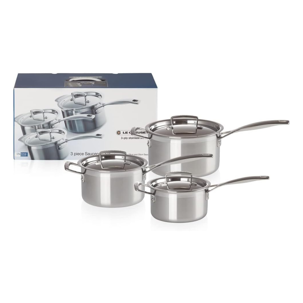 3-Piece 3-Ply Stainless Steel Saucepan Set