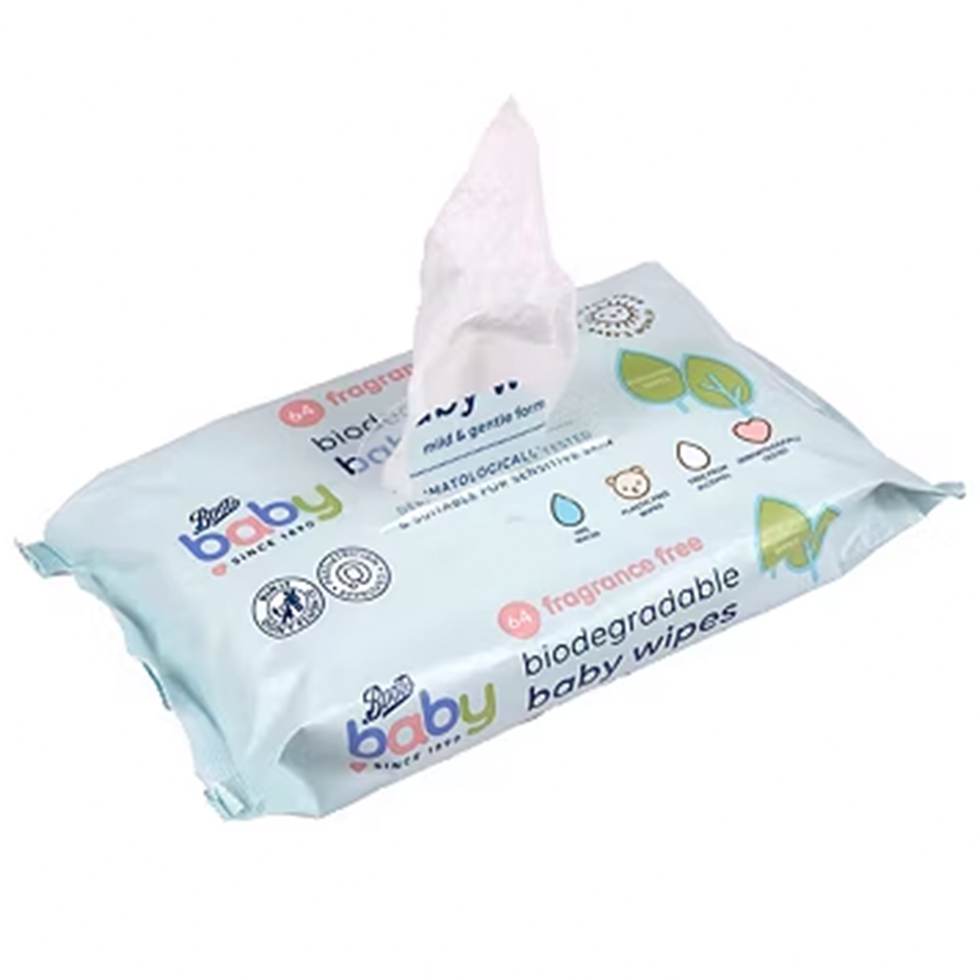 Baby biodegradable fragrance free wipes