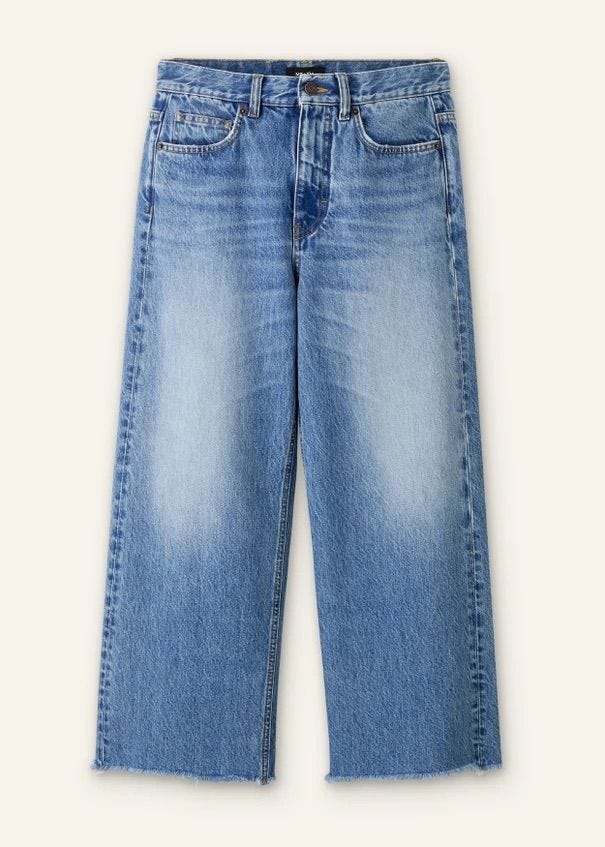 Frayed Hem Relaxed Straight Crop Jean