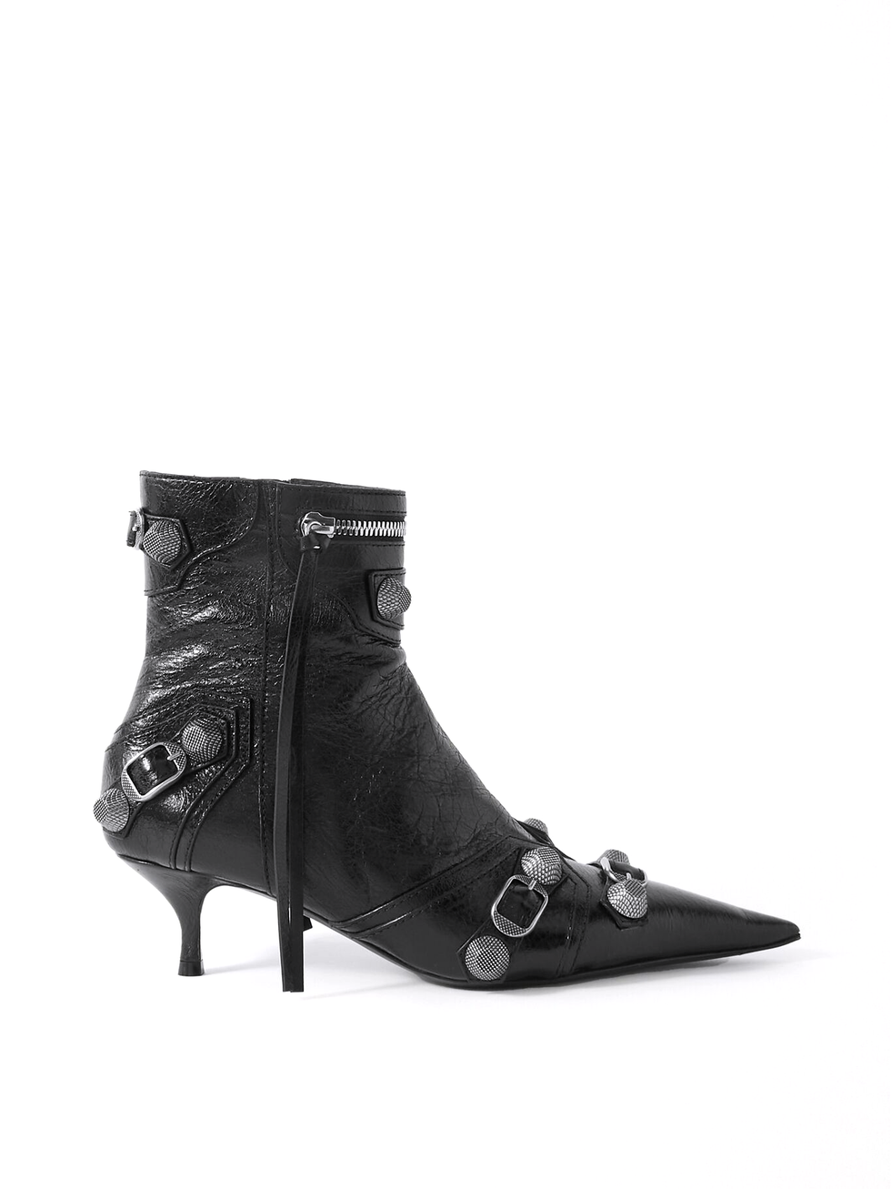 Le Cagole studded crinkled leather ankle boots