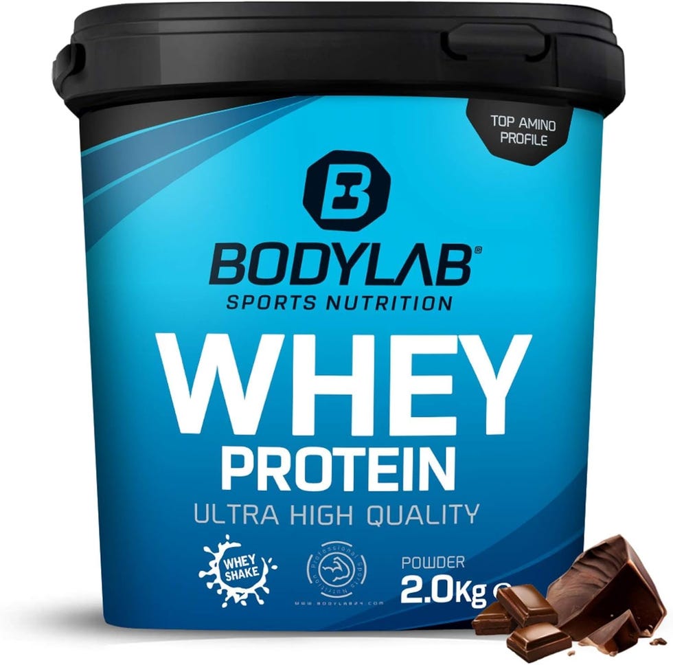 Bodylab24 Whey Protein Powder Cioccolato 2kg, proteine per muscoli più forti, whey può promuovere la costruzione dei muscoli, con 80% di proteine, senza aspartamee