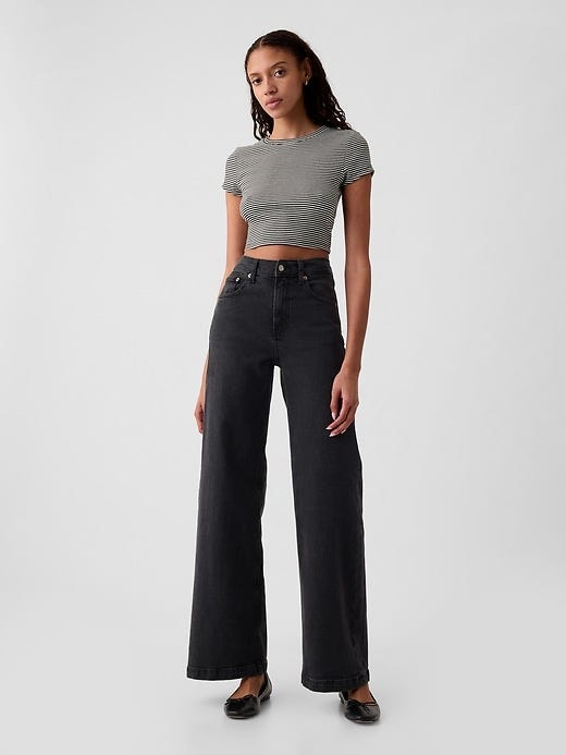 High Rise Stride Wide Leg Jeans