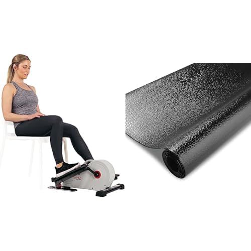 Sunny Health & Fitness Fully Assembled Magnetic Under Desk Elliptical Peddler SF-E3872 + Home Gym Foam Floor Protector Mat