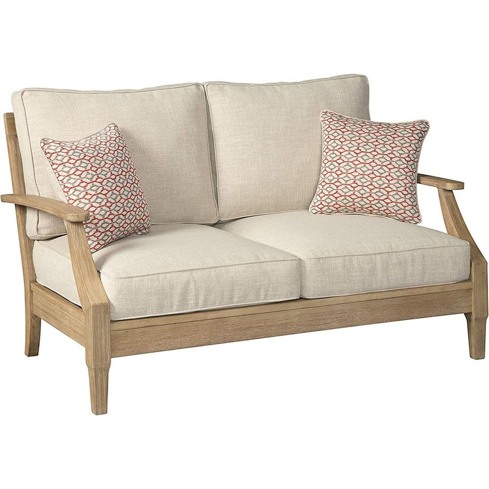 Clare View Coastal Outdoor Patio Eucalyptus Loveseat 