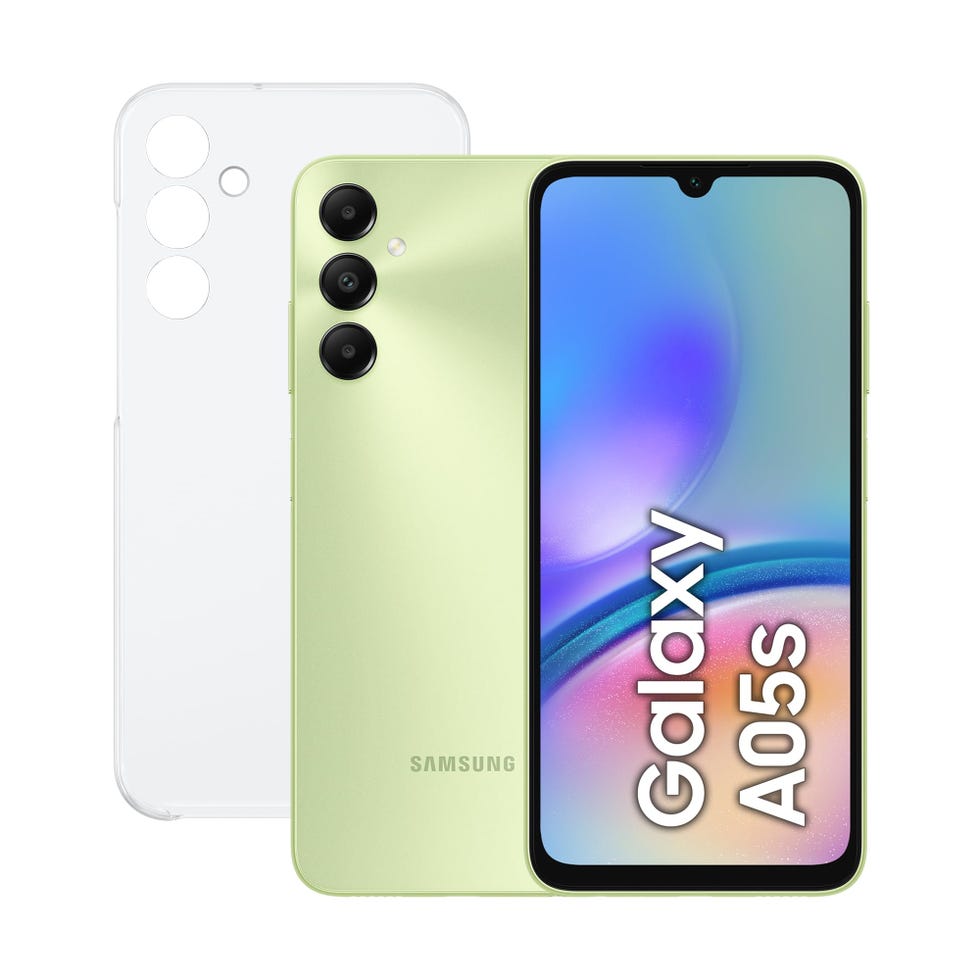 Samsung Galaxy A05s de 64 GB, cámara frontal de 13 MP, carga rápida y color verde claro con funda incluida