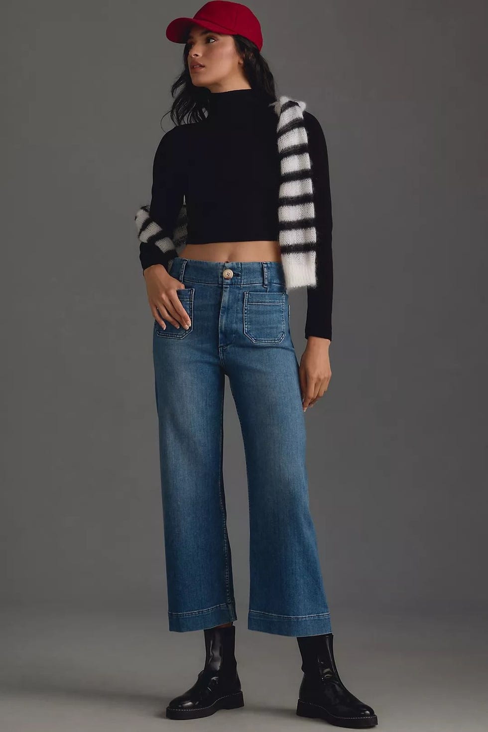 The Colette Cropped High-Rise Wide Leg Jeans