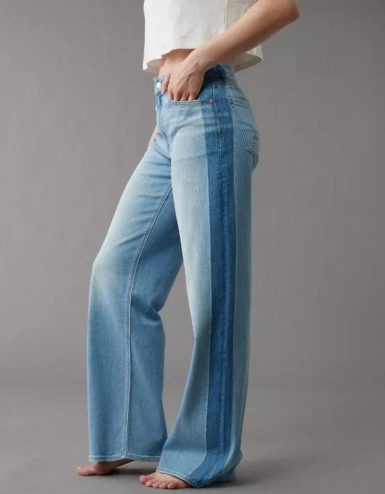 Dreamy Drape Stretch Side Stripe Super High-Waisted Baggy Wide Leg Jean