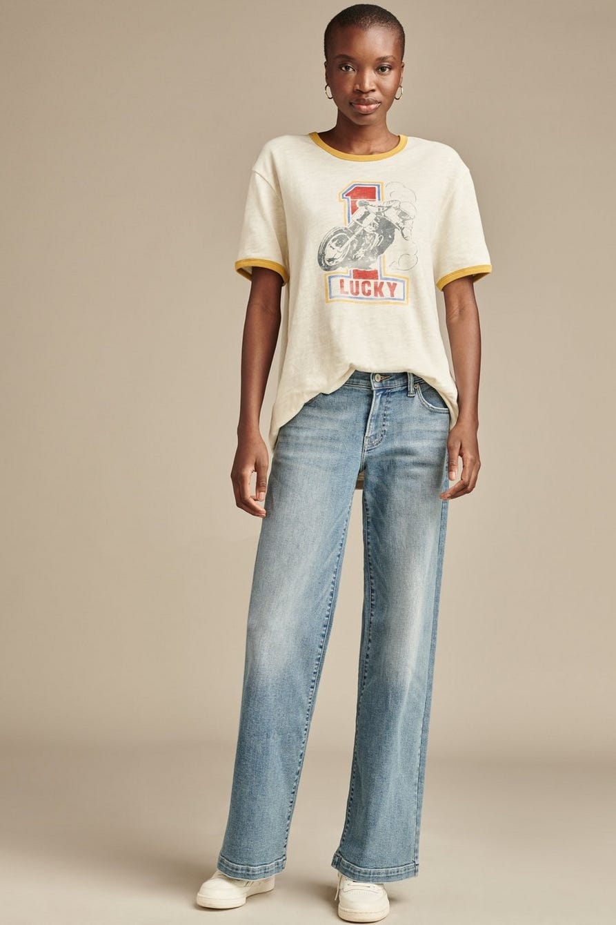 Mid Rise Sweet Wide Leg Jean