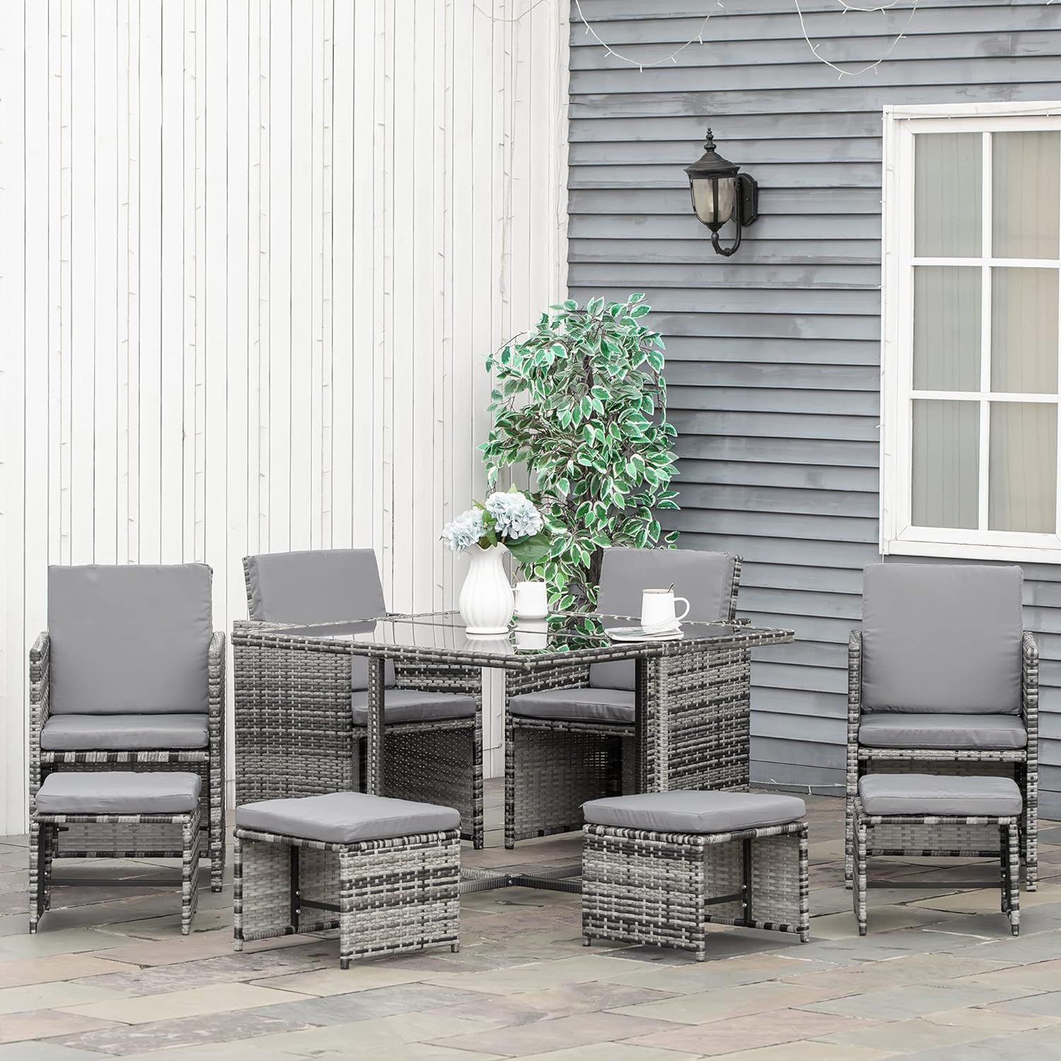 Space saving rattan garden furniture sales