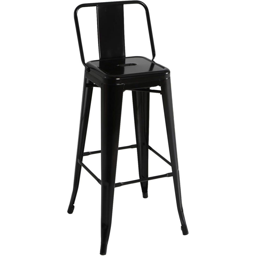 Taburete alto de metal con respaldo