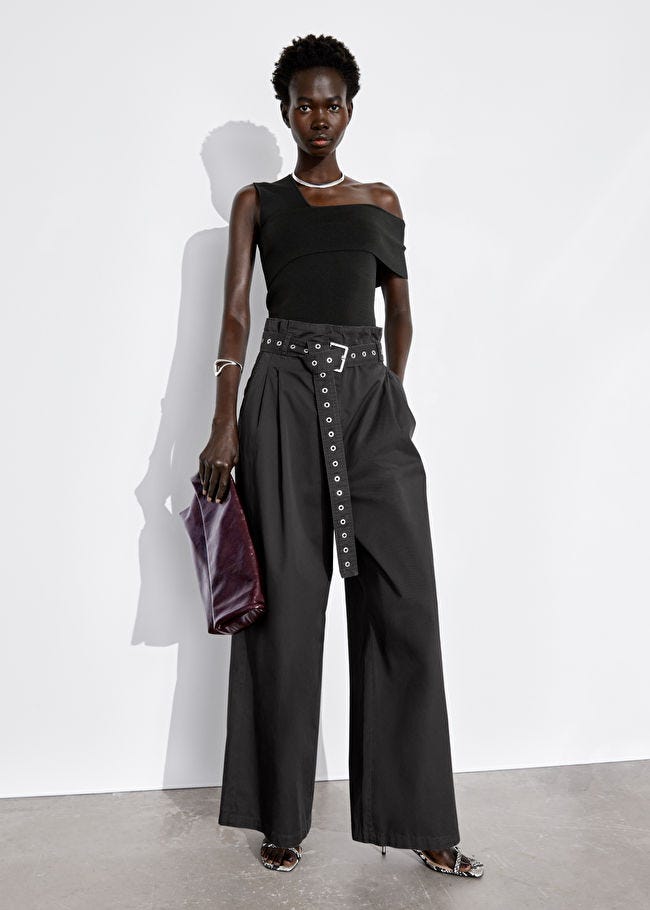 Eyelet-Belt Paperbag Trousers