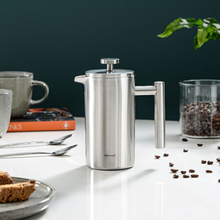 Satin Stainless Steel Double Walled Cafetiere