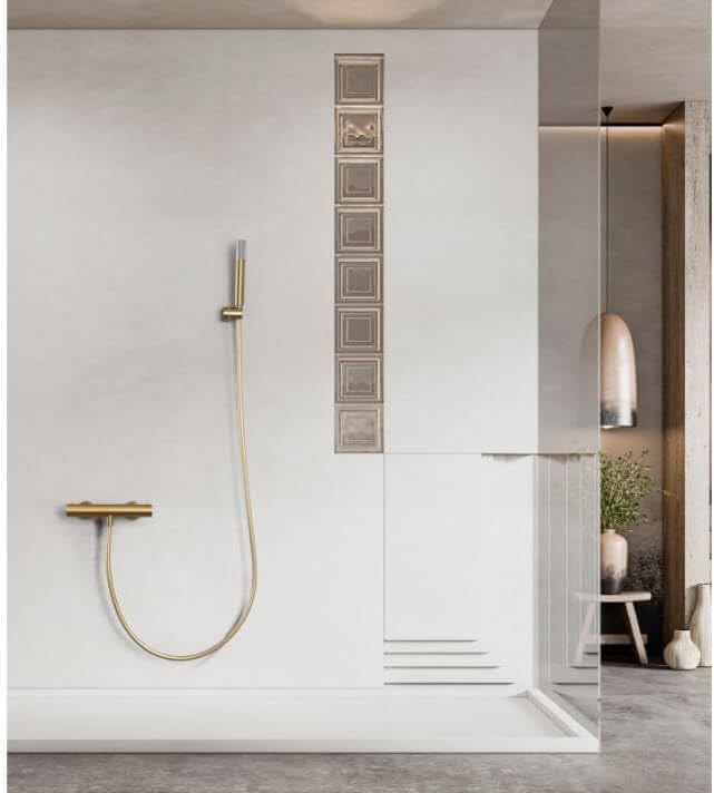 Conjunto de grifo termostático de ducha Oro Cepillado